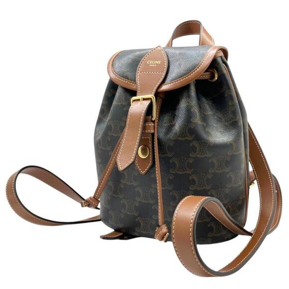 CELINE Brown Coated Canvas Backpack - Picture 1 of 16